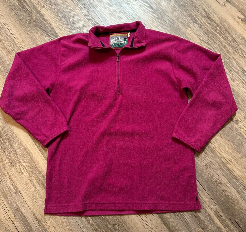 Vintage Rugby Northwest Columbia Knit Pink 1/4 Zip Pullover USA Made Size Small